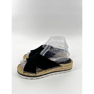 Marc Fisher LTD Black Suede Espadrille Platform Slide Sandals 6.5M